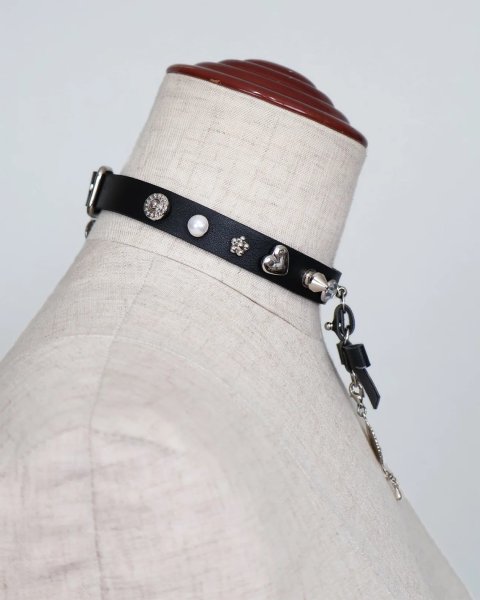 画像4: rurumu:  25AW burning heart multi studs choker black (4)