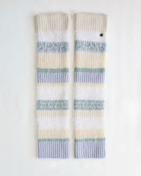 画像1: rurumu:  25AW multi border JQ arm warmer ivory (1)