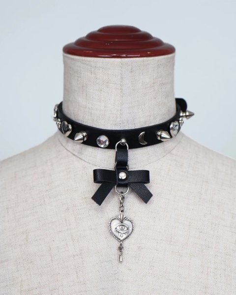 画像1: rurumu:  25AW burning heart multi studs choker black (1)