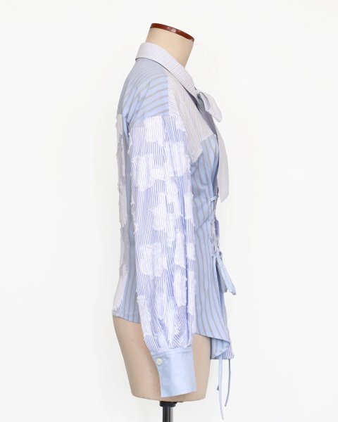 画像3: rurumu: 25AW lace up stripe shirts sax blue (3)