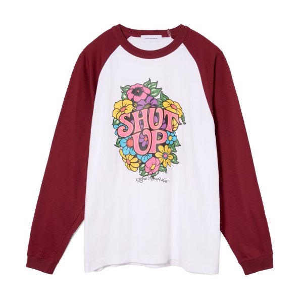 画像1: LIBRIO MENDONÇA FROWER PRINTED RAGLAN TEE RED (1)