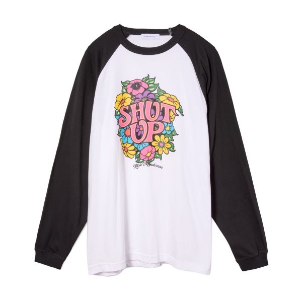 画像1: LIBRIO MENDONÇA FROWER PRINTED RAGLAN TEE BLACK (1)