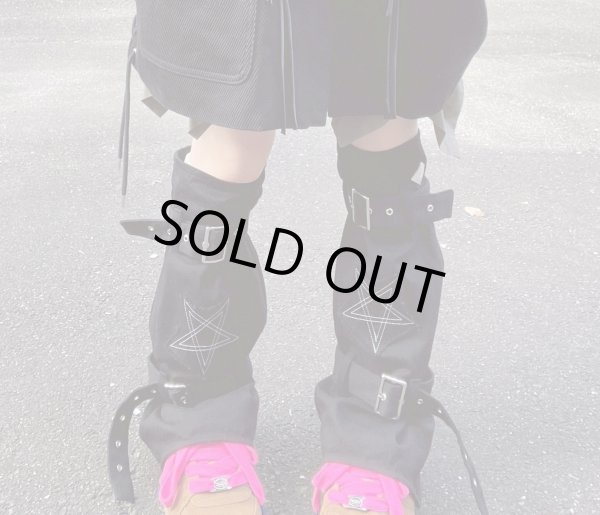 画像5: el conductorH COTTON BELTED LEG WARMER PENTAGRAM BK (5)