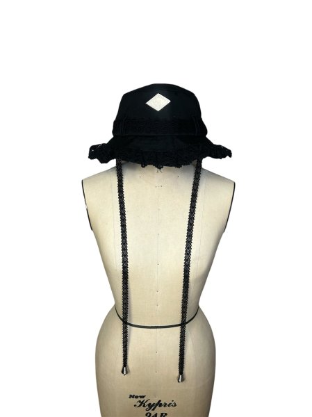 画像1: el conductorH　FRILL LACE BUCKET HAT BK (1)