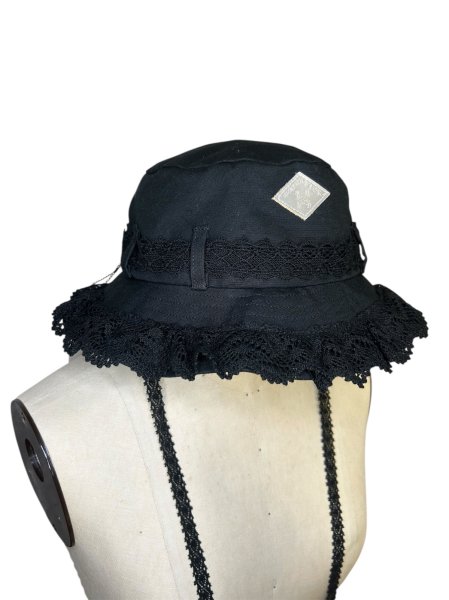 画像4: el conductorH　FRILL LACE BUCKET HAT BK (4)