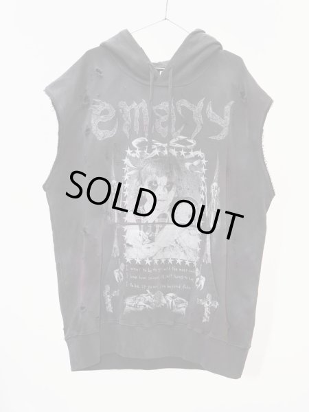 画像1: emary Psyco candy no sleeve hoodie DEAD BLACK (1)