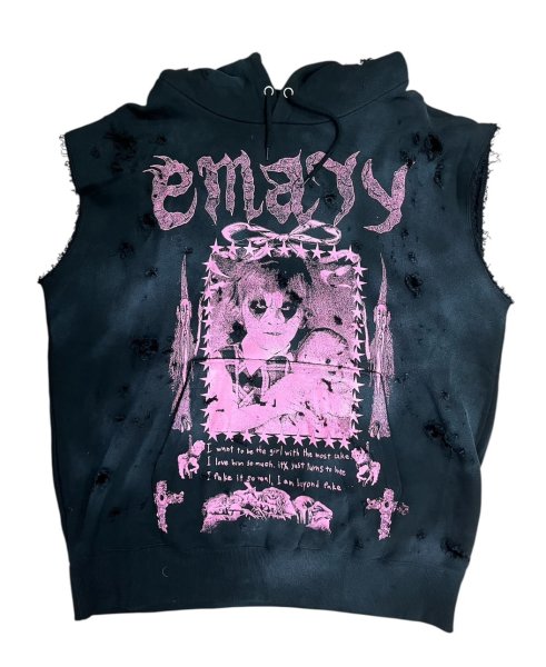 画像1: emary Damaged Psyco candy hoodie BRACK (1)