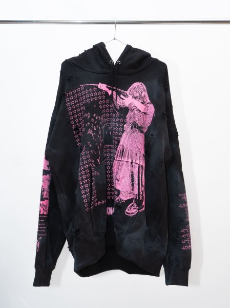 画像1: emary Damaged Psyco candy hoodie BRACK (1)
