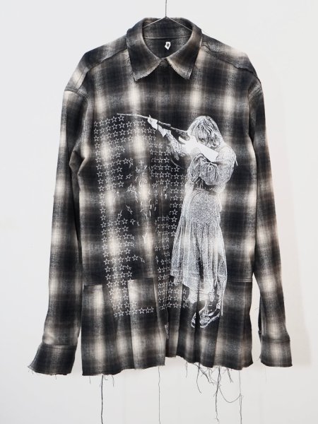 画像1: emary About α Girl check shirt   WhiteBlack (1)