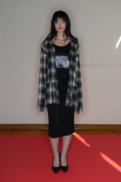 画像4: emary About α Girl check shirt   WhiteBlack (4)