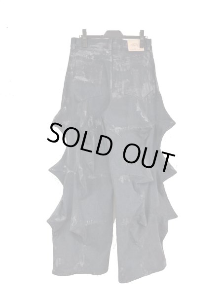 画像2: KIDILL 26SS KL1051 GODZILLA DENIM PANTS BIOSTONE WASHED STAIN DISTRESSED DENIM BLACK (2)