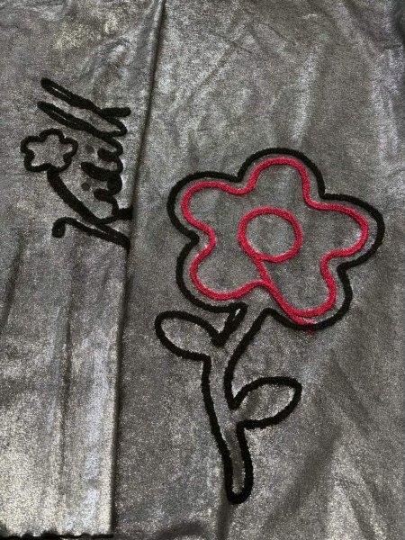 画像3: KIDILL 26SS KL1082 FLOWER CORD EMBROIDERY VELOUR SHORT PANTS BIOSTONE WASHED BLACK×SILVER FOIL (3)