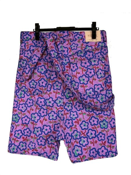 画像2: KIDILL 26SS KL1058 FLOWER DENIM SHORT PANTS BIOWASHED DENIM PINK FLOWER (2)