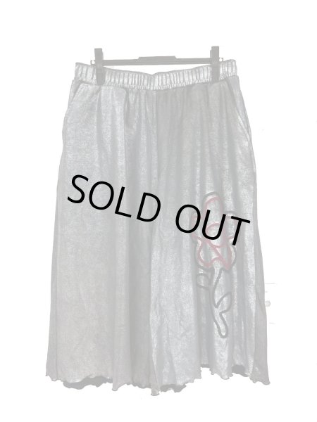 画像1: KIDILL 26SS KL1082 FLOWER CORD EMBROIDERY VELOUR SHORT PANTS BIOSTONE WASHED BLACK×SILVER FOIL (1)