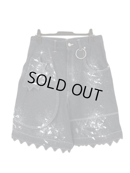 画像1: KIDILL 26SS KL1053 MONSTER DENIM SHORT PANTS BIOSTONE WASHED STAIN DISTRESSED DENIM BLACK (1)