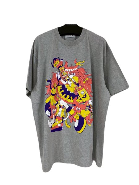 画像1: KIDILL 26SS KL1089 CYBER PUNK GIRL T-SHIRT BIOWASHED GREY (1)