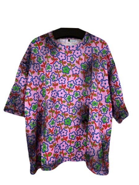 画像1: KIDILL 26SS KL1085 FLOWER TEE STAIN PROCESSED PINK FLOWER (1)