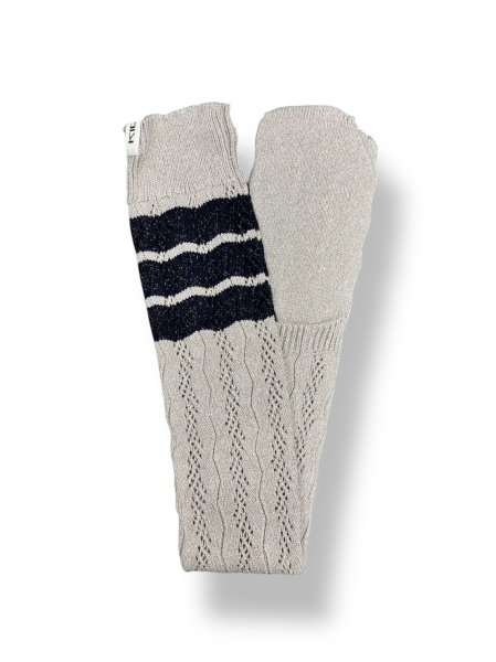 画像2: KIDILL 26SS KL1096 OVER KNEE LACE KNIT SOCKS ICE QUEEN GREY×NAVY (2)