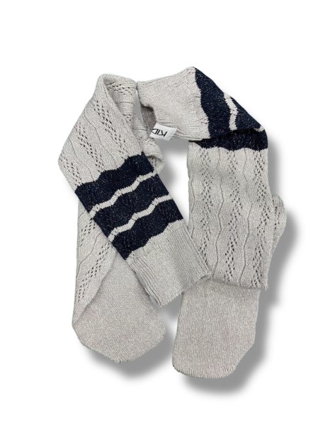 画像1: KIDILL 26SS KL1096 OVER KNEE LACE KNIT SOCKS ICE QUEEN GREY×NAVY (1)