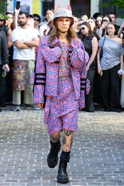 画像3: KIDILL 26SS KL1058 FLOWER DENIM SHORT PANTS BIOWASHED DENIM PINK FLOWER (3)