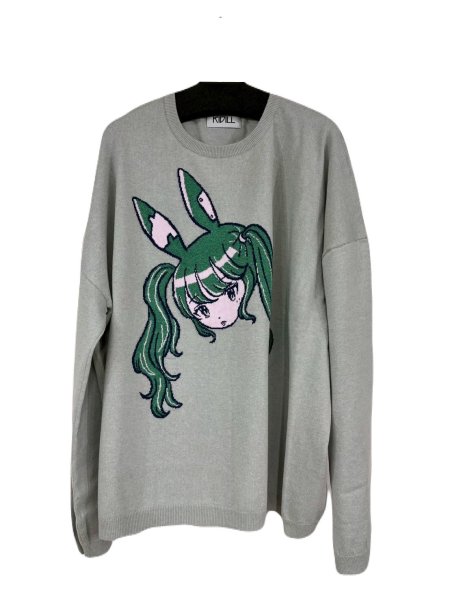 画像1: KIDILL 26SS KL1094 CYBER PUNK GIRL INTARSIA PULLOVER KNIT GREY (1)