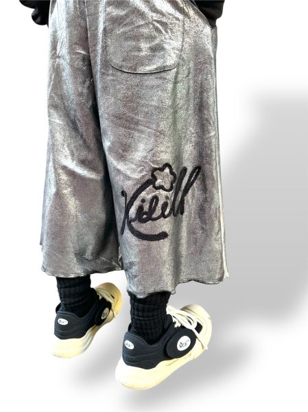 画像5: KIDILL 26SS KL1082 FLOWER CORD EMBROIDERY VELOUR SHORT PANTS BIOSTONE WASHED BLACK×SILVER FOIL (5)