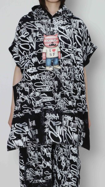 画像1: BASE MARK SIMEON FARRAR×Hoodie Vest BLACK (1)