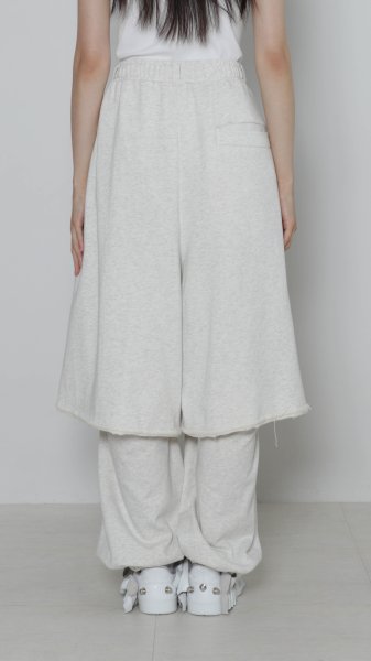 画像2: BASE MARK Layeard Sweat Pants WHITE (2)