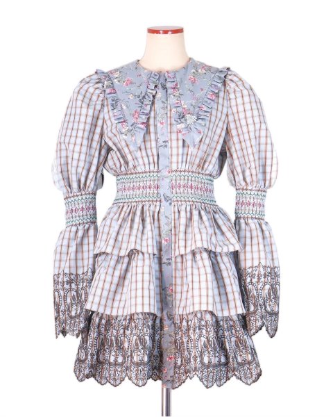 画像1: rurumu: 25AW burn the rabbit lace check mini dress (1)