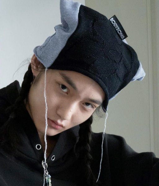 画像3: BODYSONG. 26SS PATCWORK FLORAL KNIT CAP　BLACK (3)