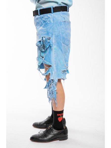 画像6: WESTFALL  DESTROYED DENIM SHORTS BLUE (6)