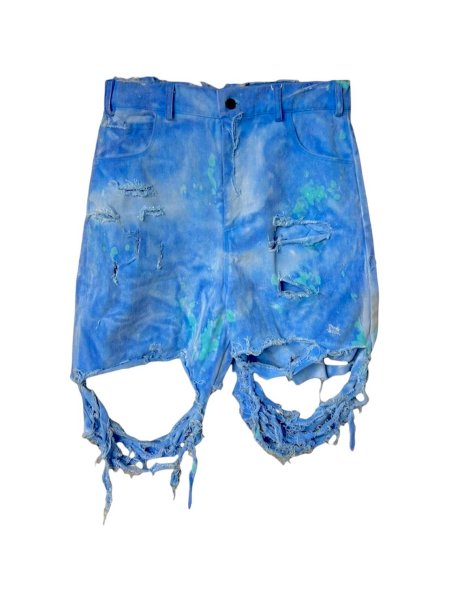 画像1: WESTFALL  DESTROYED DENIM SHORTS BLUE (1)