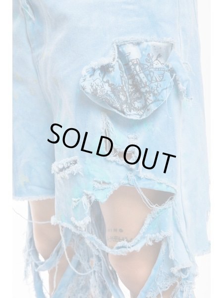 画像8: WESTFALL  DESTROYED DENIM SHORTS BLUE (8)