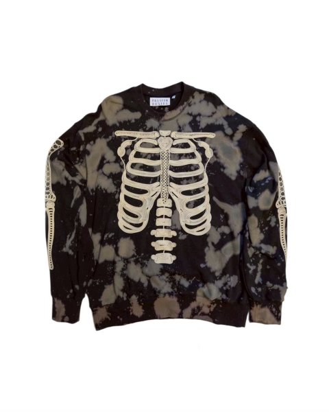 画像1: el conductorH　CORD EMBROIDERED COTTON BLEACH CREWNECK SWEATER BONEW (1)