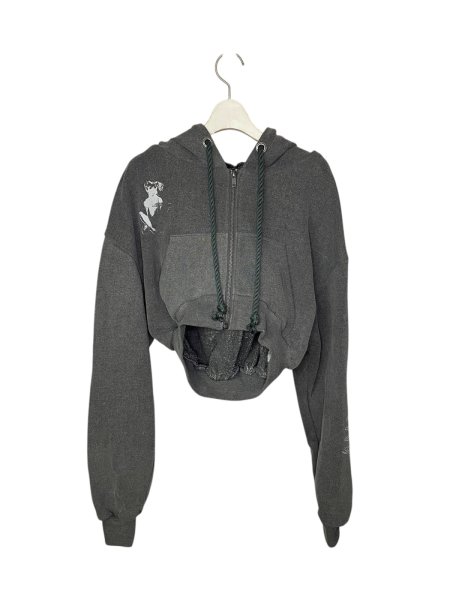 画像1: emary  Jesus Christ short zip hoodie (1)