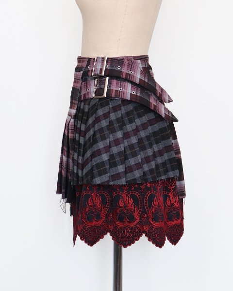 画像4: rurumu: 25AW belted pleats rolled mini skirt wine red (4)
