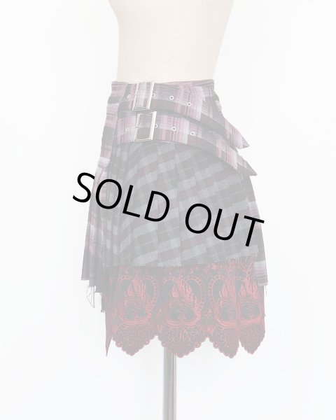 画像4: rurumu: 25AW belted pleats rolled mini skirt wine red (4)