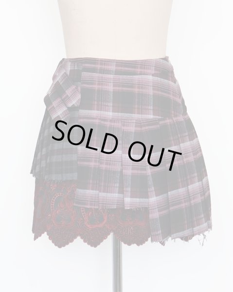 画像2: rurumu: 25AW belted pleats rolled mini skirt wine red (2)