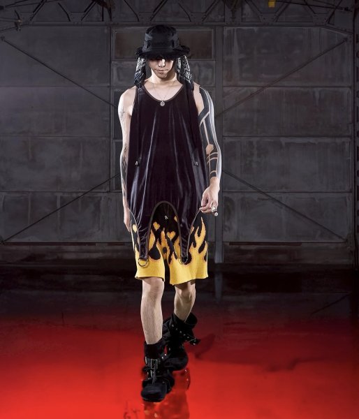 画像2: el conductorH COTTON KNIT FLAME PATTERN SHORTS (2)