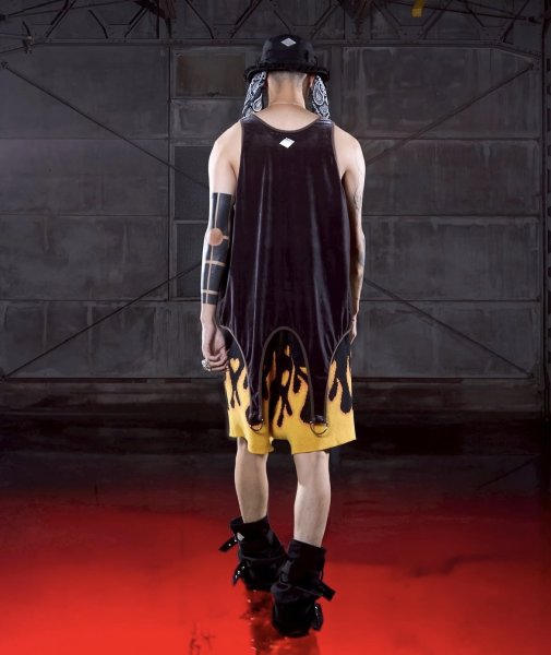 画像3: el conductorH COTTON KNIT FLAME PATTERN SHORTS (3)