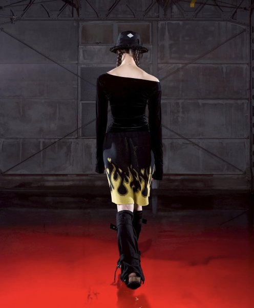 画像3: el conductorH COTTON KNIT FLAME PATTERN SHORTS (3)