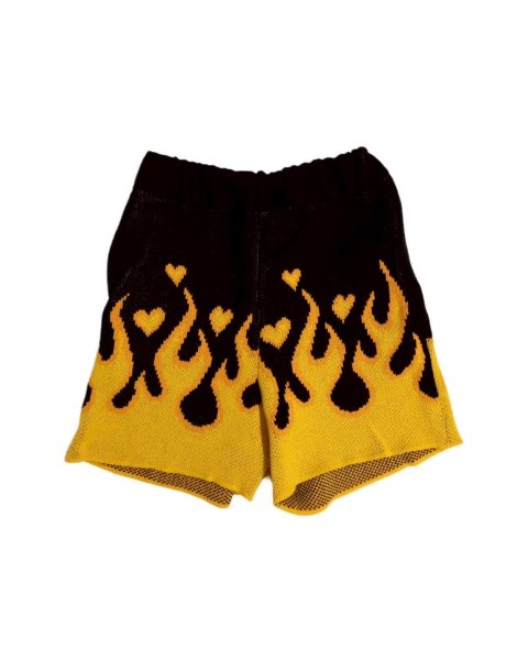 画像1: el conductorH COTTON KNIT FLAME PATTERN SHORTS (1)
