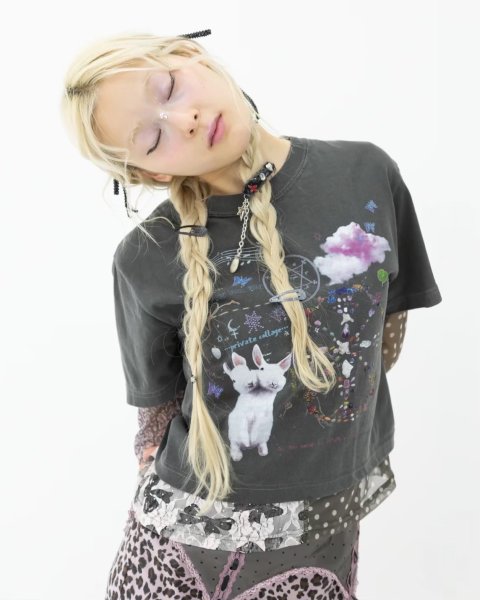 画像5: rurumu: "private collage" printed Tee　black　L (5)