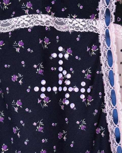 画像7: rurumu: 26SS collage satin camisole dress　navy (7)