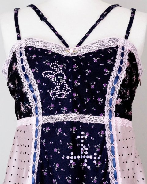 画像5: rurumu: 26SS collage satin camisole dress　navy (5)