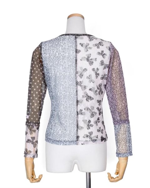 画像2: rurumu: 26SS collage sheer skin tops (M) gray (2)