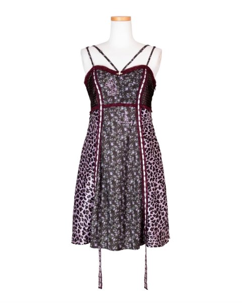 画像1: rurumu: 26SS collage satin camisole dress　brown (1)