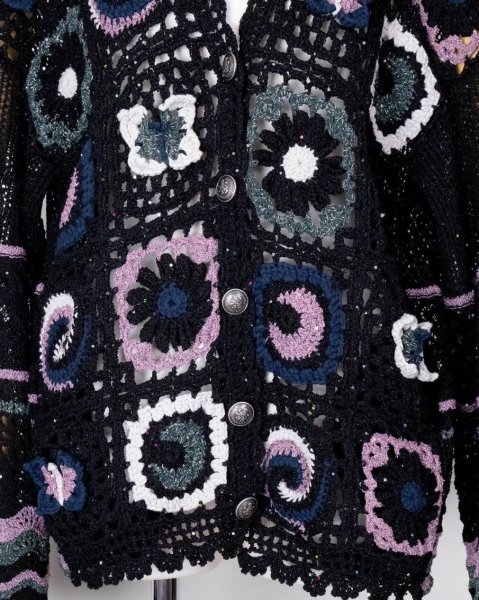 画像8: rurumu:26SS-KN01 collage granny cardigan black (8)