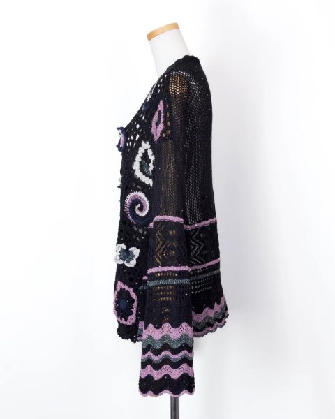 画像4: rurumu:26SS-KN01 collage granny cardigan black (4)