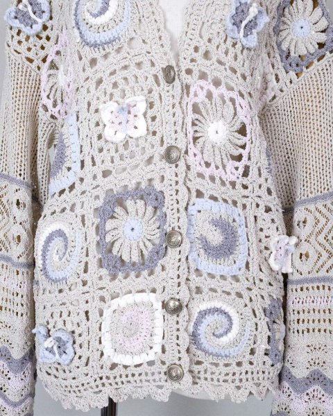 画像9: rurumu:26SS-KN01 collage granny cardigan ivory (9)